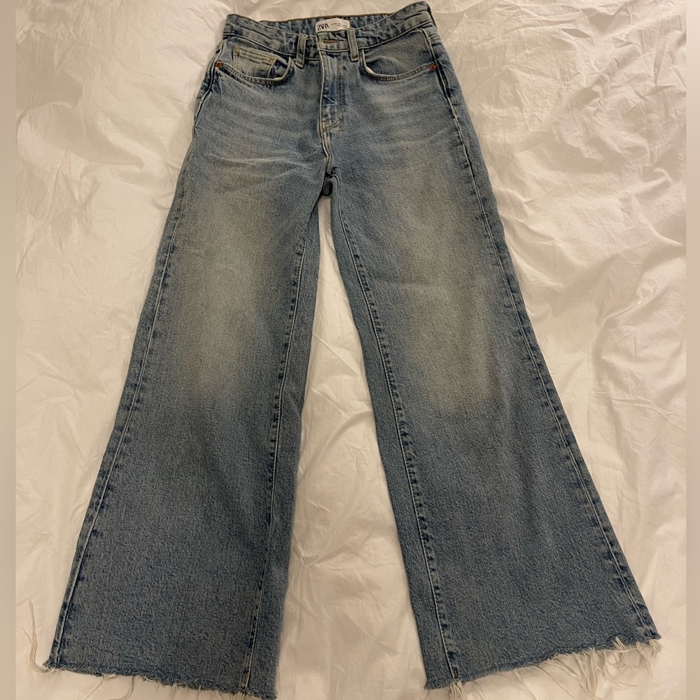 Zara wide leg jeans with cut off bottom